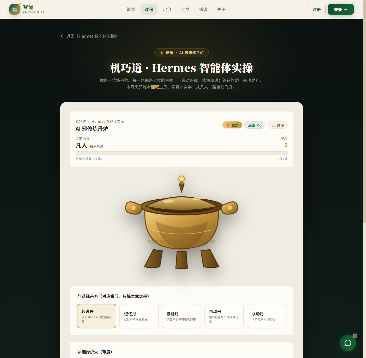 炼丹炉 · 闯关式学习